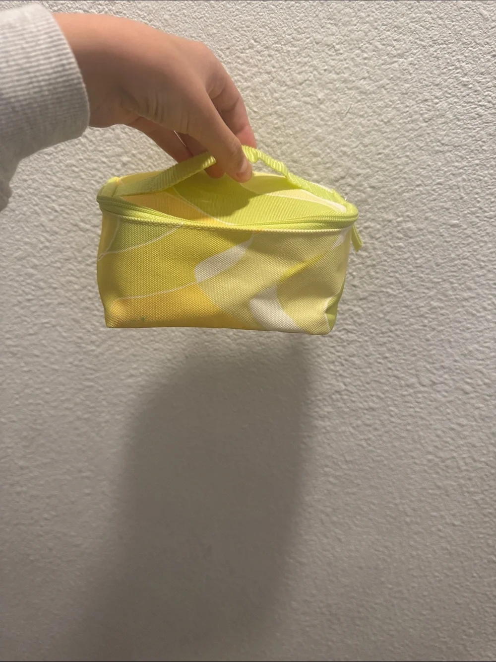 Lime Green Patterned Cosmetic Pouch with Bow Detail